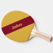 Raquette De Ping Pong Préppy Chic Rouge et Jaune Nom personnalisé (Côté)