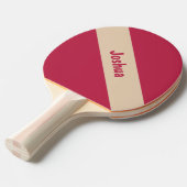 Raquette De Ping Pong Preppy Chic Tan et Magenta Nom personnalisé (Devant Angle)