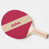 Raquette De Ping Pong Preppy Chic Tan et Magenta Nom personnalisé (Côté)
