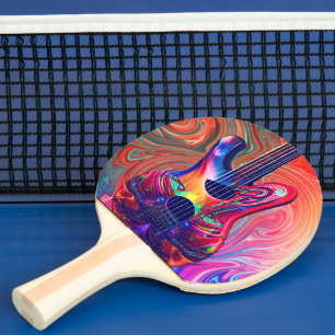 Raquette De Ping Pong Psychédélique Electrique Acoustique Semi Guitares