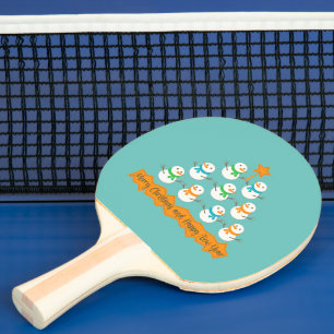Raquette De Ping Pong pyramide de sapins de Noël en bonhommes de neige d