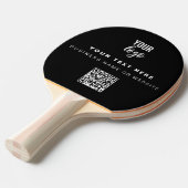 Raquette De Ping Pong QR Code Business Logo Noir Simple Table Tennis (Devant Angle)