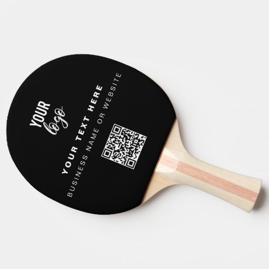 Raquette De Ping Pong QR Code Business Logo Noir Simple Table Tennis (Côté)