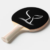 Raquette De Ping Pong Queue blanche sur noir (Devant Angle)