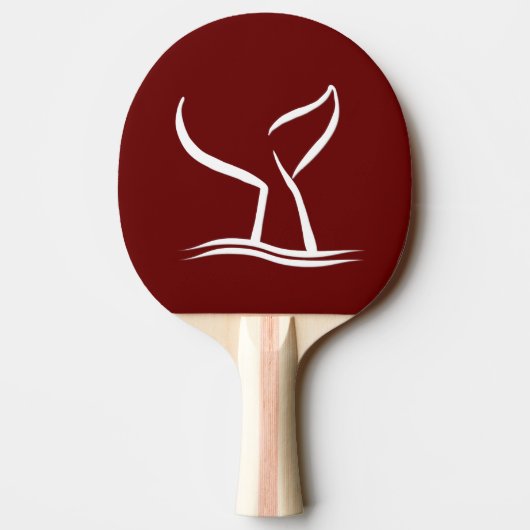 Raquette De Ping Pong Queue de baleine blanche sur fond rouge foncé (Dos)