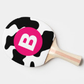 Raquette De Ping Pong Quirky Cow Patch Pattern Pink Monogram (Côté)