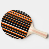 Raquette De Ping Pong Raie de code-barres noir, blanc et orange moderne (Côté)