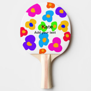 Raquette De Ping Pong Rainbow flower pride amour ajouter nom texte lqbtq