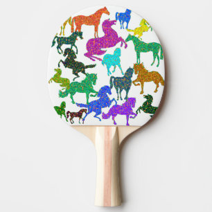 Raquette De Ping Pong Rainbow Horses - "Dotty about Horses !"