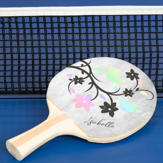 Raquette De Ping Pong Rainbow Pastel Lovebirds Personnalisé (Insitu)