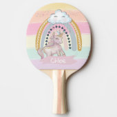 Raquette De Ping Pong 🦄 Rainbow Unicorn Girl Nom personnalisé (Devant)