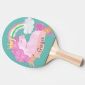 Raquette De Ping Pong 🌈 Rainbow Unicorn Nom personnalisé (Côté)