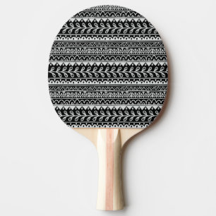 Raquette De Ping Pong Rangées de motifs gribouillés noir et blanc