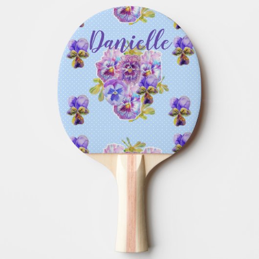 Raquette De Ping Pong Raquette de ping-pong florale Fleurs bleues Chic S (Devant)
