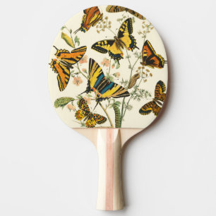 Raquette De Ping Pong Rassemblement coloré des papillons et des