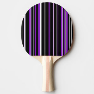 Raquette De Ping Pong Raye de code-barres noir, blanc et violet moderne