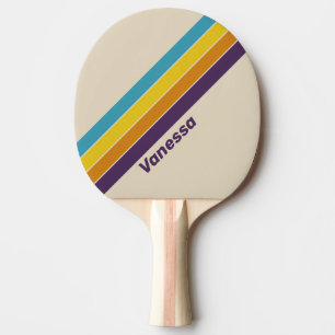 Raquette De Ping Pong Rayé de poussière de prune arc-en-ciel avec nom