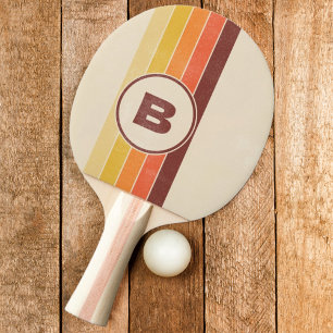 Raquette De Ping Pong Rayé foncé rétro en détresse avec initiale