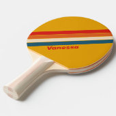 Raquette de Ping Pong rayée Moutarde Rétro avec no (Devant Angle)