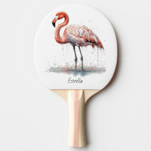 Raquette De Ping Pong Rayon de Flamant rose : Flamant rose aquarelle, pe