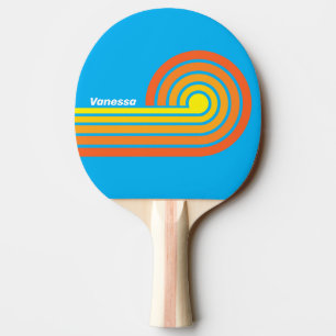 Raquette De Ping Pong Rayons de soleil mer Curl rayures avec nom