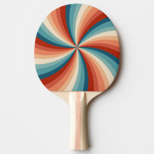 Raquette De Ping Pong Rayons solaires ondulés de style rétro coloré