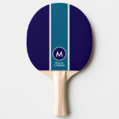 Raquette De Ping Pong Rayure Bleue Froide avec Monogramme (Devant)