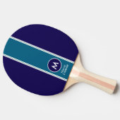 Raquette De Ping Pong Rayure Bleue Froide avec Monogramme (Côté)