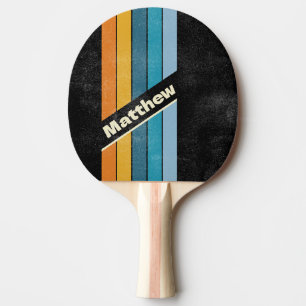 Raquette De Ping Pong Rayure de broches arc-en-ciel noir en détresse ave