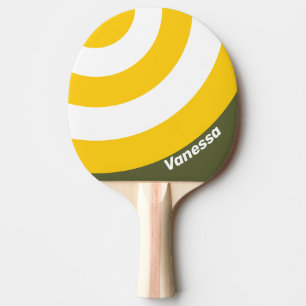 Raquette De Ping Pong Rayure de Cercle Nostalgique de Miel Vert avec Nom