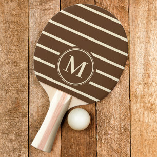 Raquette De Ping Pong Rayure Monogramme Brun Forêt Profond Couleur