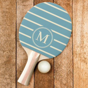 Raquette De Ping Pong Rayure Monogramme Couleur Après-midi Aqua Chaud
