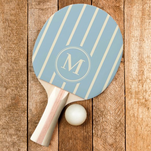 Raquette De Ping Pong Rayure Monogramme Couleur Ciel Clair