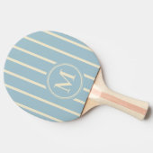Raquette De Ping Pong Rayure Monogramme Couleur Ciel Clair (Côté)