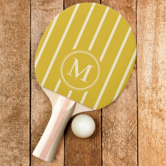 Raquette De Ping Pong Rayure Monogramme Couleur Citron Brûlé