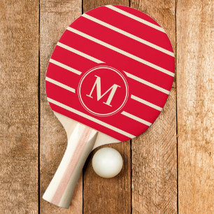 Raquette De Ping Pong Rayure Monogramme Couleur Rose Cueillette de Ceris