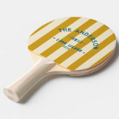 Raquette De Ping Pong Rayure Ocres Dorés Côtiers & Nom de Famille (Devant Angle)