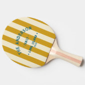 Raquette De Ping Pong Rayure Ocres Dorés Côtiers & Nom de Famille (Côté)