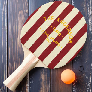 Raquette De Ping Pong Rayure profonde de canneberge de bord de mer & Nom