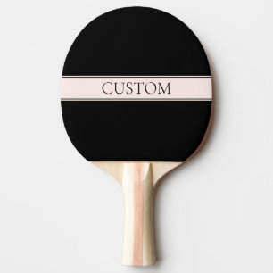 Raquette De Ping Pong Rayure rose pâle et texte éditable élégant
