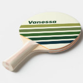 Raquette De Ping Pong Rayure verte rétro à cinq angles avec nom (Devant Angle)