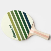Raquette De Ping Pong Rayure verte rétro à cinq angles avec nom (Côté)