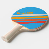 Raquette De Ping Pong Rayures anglées bleu surf délavé avec nom (Devant Angle)