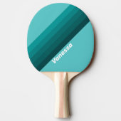 Raquette De Ping Pong Rayures Aqua Fade avec nom (Dos)
