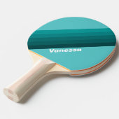 Raquette De Ping Pong Rayures Aqua Fade avec nom (Devant Angle)
