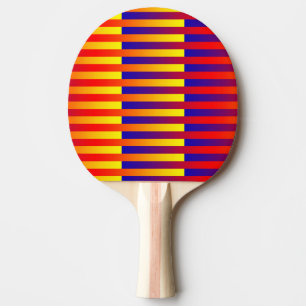 Raquette De Ping Pong Rayures Bleu Rouge Jaune