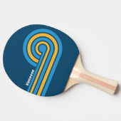 Raquette De Ping Pong Rayures Bleues Rétro avec Nom (Côté)