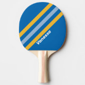 Raquette De Ping Pong Rayures de bord de mer avec nom (Devant)