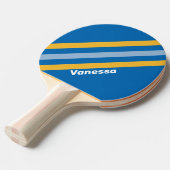 Raquette De Ping Pong Rayures de bord de mer avec nom (Devant Angle)