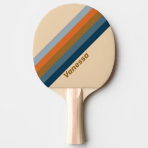 Raquette De Ping Pong Rayures de l'Horizon Indigo avec Nom